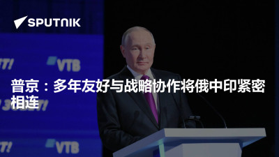 俄罗斯卫星通讯社-俄总统普京表示多年的友谊和战略协作关系将俄罗斯中国和印度团结起来