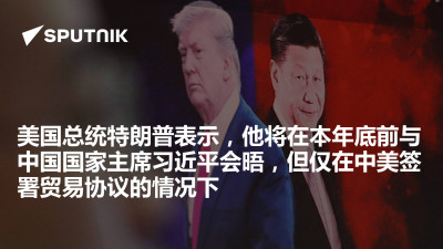 俄罗斯卫星通讯社-美国总统特朗普表示他将在本年底前与中国国家主席习近平会晤但仅在中美签署贸易协议的情况下