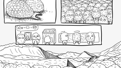 手头的漫画已经有 410 页草稿了，这是慕葶第 308 页的线稿